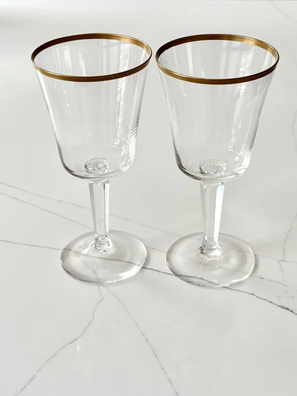 Lenox Crystal ETERNAL Gold Trim Water|Wine Glass Barclay Shape Set of 2 EUC